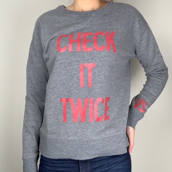 VICTORIA SECRET Check It Twice Long Sleeve Crew - Picture 1 of 7